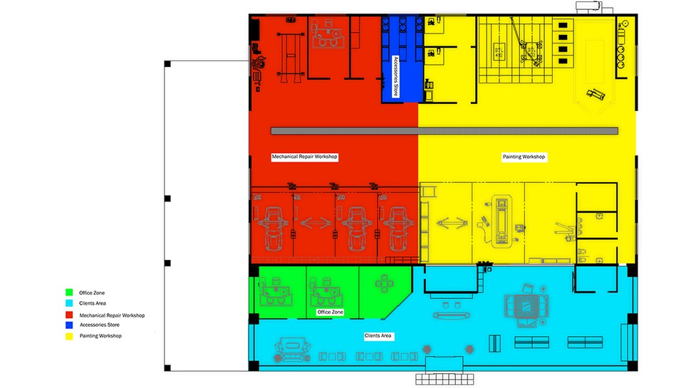国外2S店设计案例-贝尔马克2S店 北京 4S/3S Shop 汽车维修厂施工图与车间布局图 2