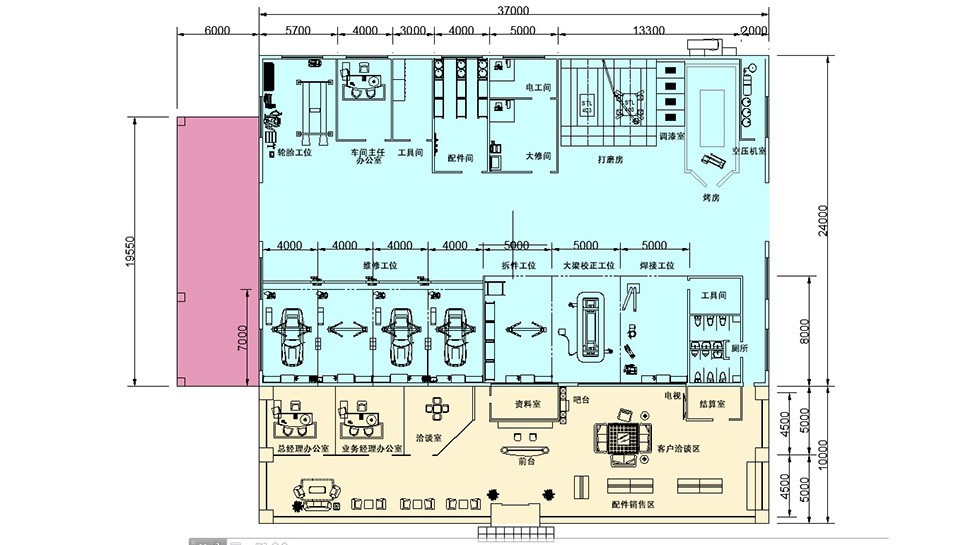 国外2S店设计案例-贝尔马克2S店 北京 4S/3S Shop 汽车维修厂施工图与车间布局图 3