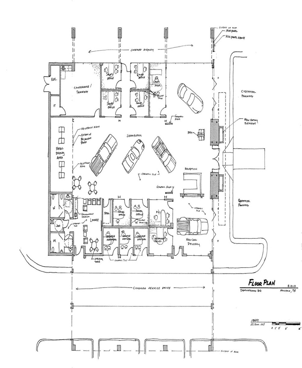 国外汽车4S店设计案例-美国别克4S店 美国加州 4S/3S Shop 汽车维修厂施工图与车间布局图 5