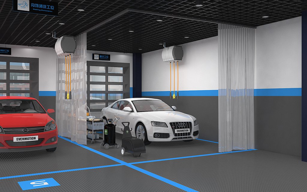 Chexixi Car Wash and Detailing Chain Store Dongguan, Guangdong, China Chain Brand / Car Wash and Detailing auto repair shop spatial design rendering 11