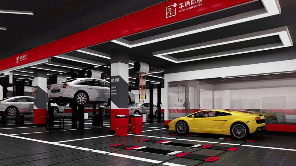湖北武汉汽修连锁店装修设计效果-大风养车 湖北武汉 汽修连锁 / 老店升级 汽修厂空间设计效果图 18