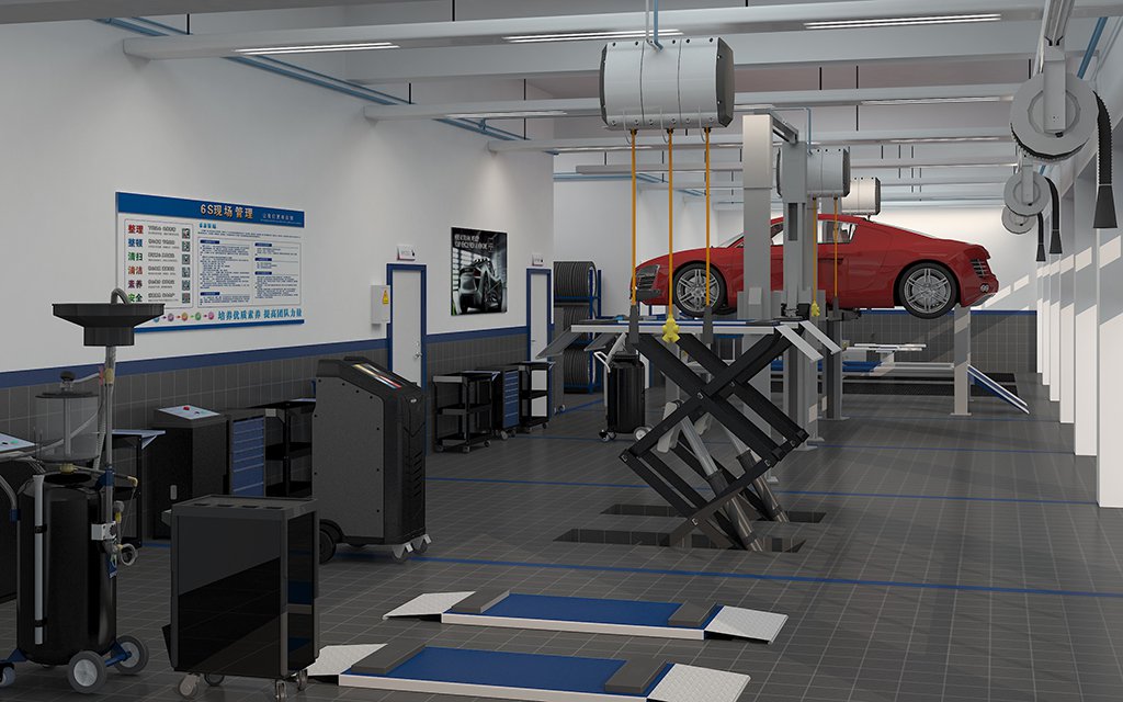 北京综合汽修厂设计案例-懂车行 北京来广营 Auto Workshop 汽修厂空间设计效果图 13