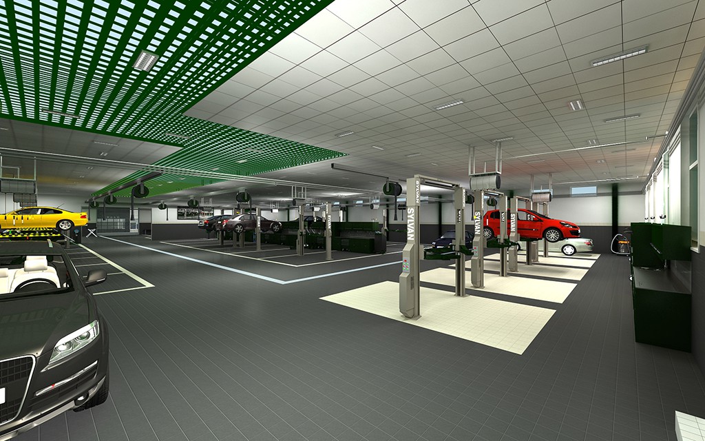 JingXin Beijing, China Full-Service Repair Shop auto repair shop spatial design rendering 8
