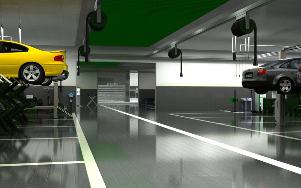 JingXin Beijing, China Full-Service Repair Shop auto repair shop spatial design rendering 11