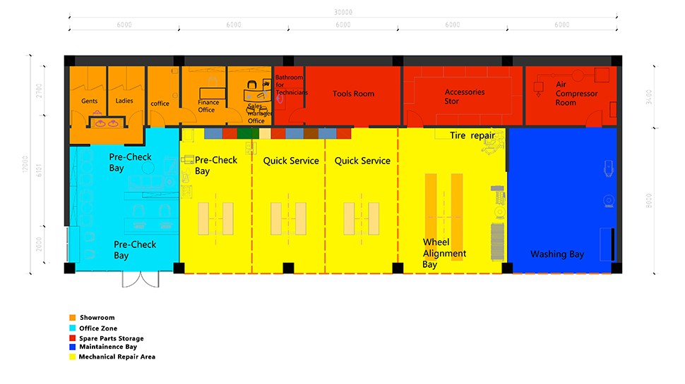 Thailand B-Quik Tire Chain Store China Chain Brand / Tire Store / Overseas Case automotive workshop layout and construction drawing 1
