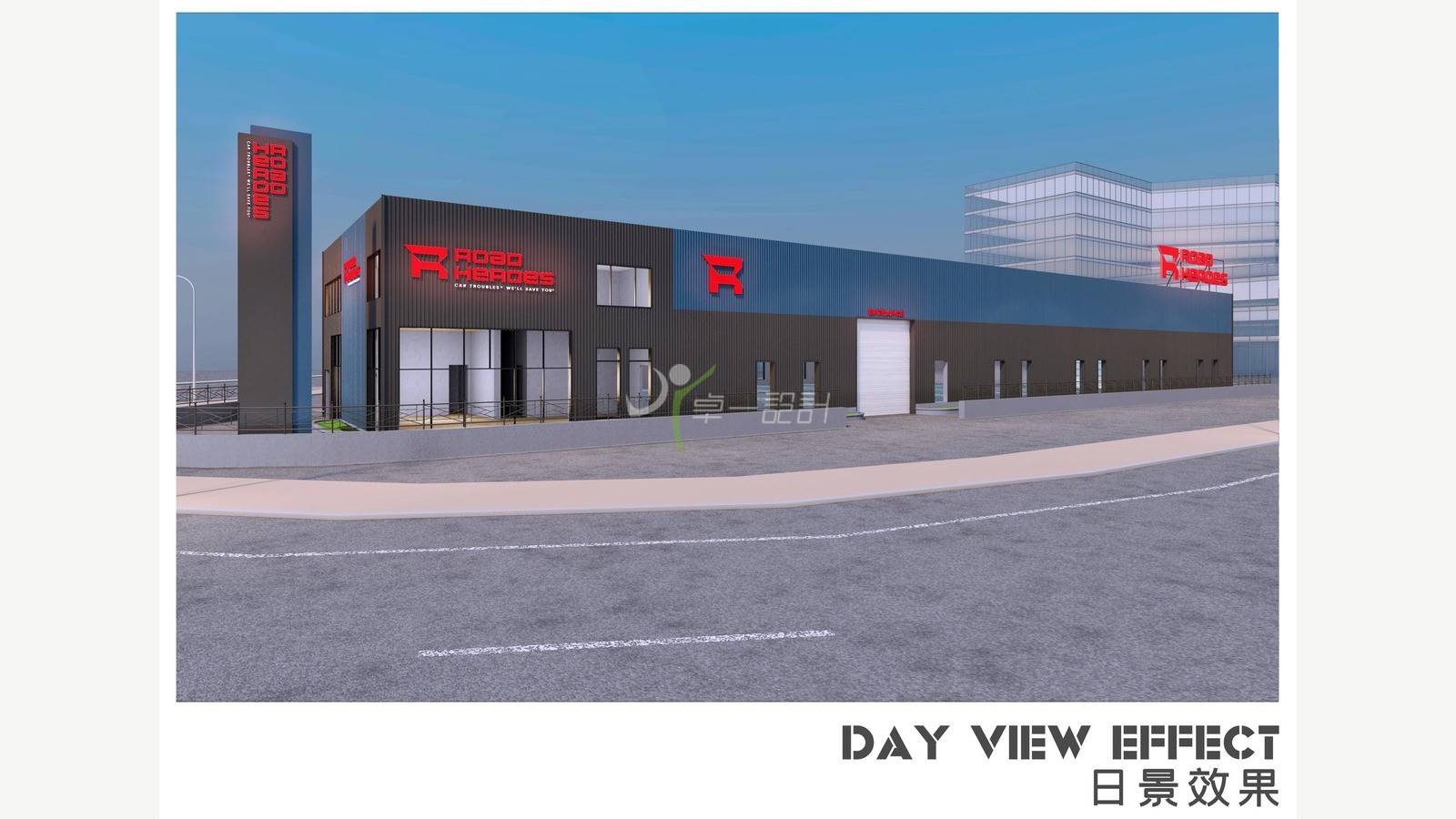 Road Heroes Myanmar 3,600 sqm Automotive Service Center Design Myanmar Full-Service Repair Shop / Collision Repair Center / Car Wash and Detailing / Chain Brand / Overseas Case auto repair shop spatial design rendering 2