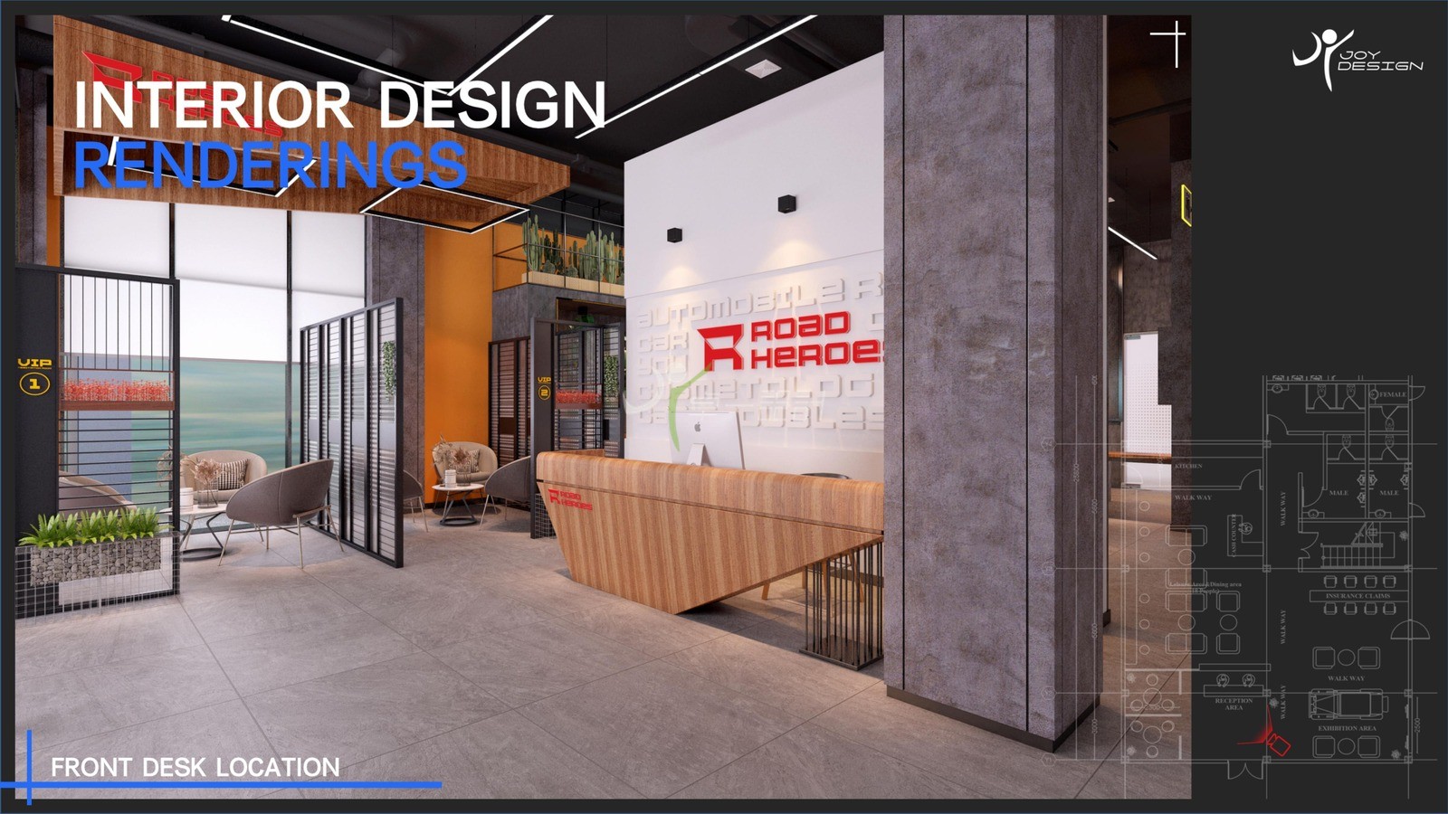Road Heroes Myanmar 3,600 sqm Automotive Service Center Design Myanmar Full-Service Repair Shop / Collision Repair Center / Car Wash and Detailing / Chain Brand / Overseas Case auto repair shop spatial design rendering 3